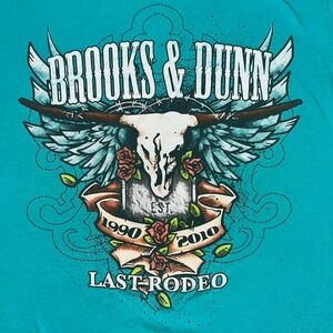 Brooks & Dunn Last Rodeo Tour Tee Teal Blue short sleeve t-shirt Concert Country